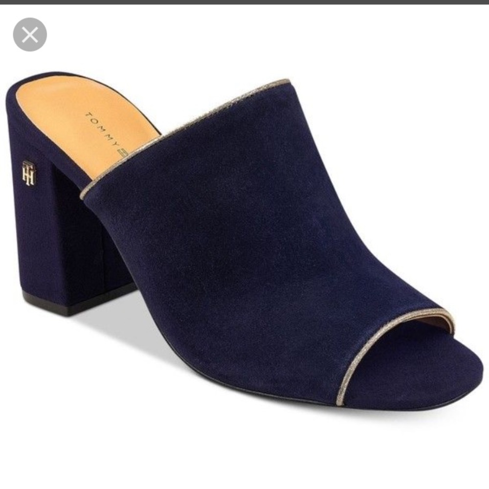 Dark blue suede sandals